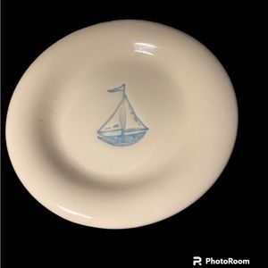 Eddie Bauer Decorative Plate 5" Diameter Blue Sailboat Lake Beach Cottage Decor